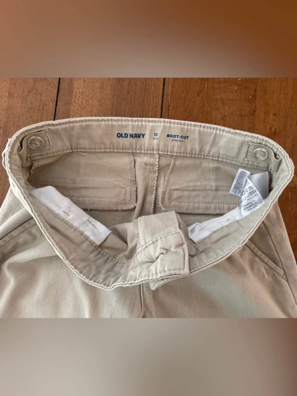 Old Navy Girls School Uniform Bootcut Pants Size 12 Slim Khaki Stretch